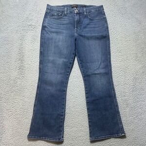 JEN7 Cropped‎ Kick Jeans Women Blue Denim Stretch Bootcut Mid Rise